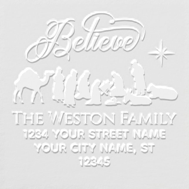 Believe: Nativity Scene #1B Name Address Embosser (Design)