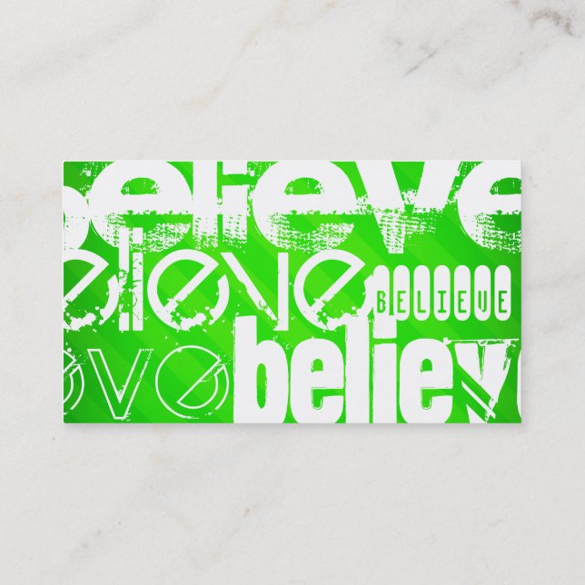 Believe; Neon Green Stripes Business Card (Back)