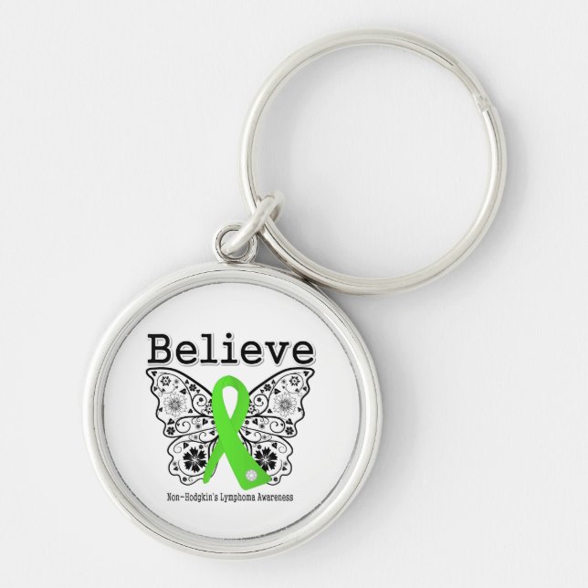 Believe - Non-Hodgkins Lymphoma  Butterfly Keychain (Front)