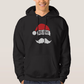 Believe On Santa Hat Mustache Family Reunion Chri Hoodie