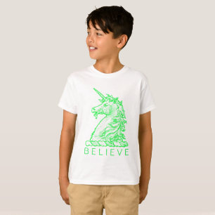 Believe or Name Magical Horse Unicorn Green T-Shirt