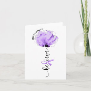 Believe Overdose Awareness Purple Ribbon Flower Lo Card