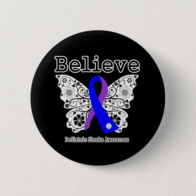 Believe Pediatric Stroke Awareness Button (Front)