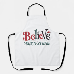 Believe Personalized Christmas Party Family Apron