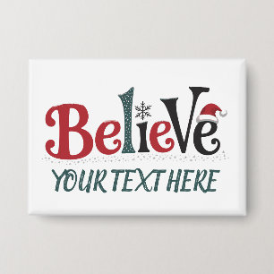 Believe Personalized Christmas Party Family Button