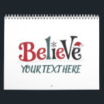 Believe Personalized Christmas Party Family  Calendar<br><div class="desc">Believe Personalized Christmas Party Family</div>