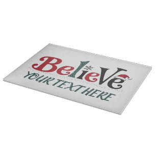 Believe Personalized Christmas Party Family  Cutting Board