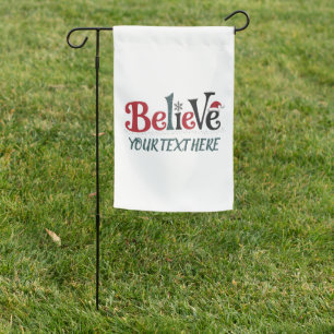 Believe Personalized Christmas Party Family Garden Flag