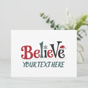 Believe Personalized Christmas Party Family Holiday Card