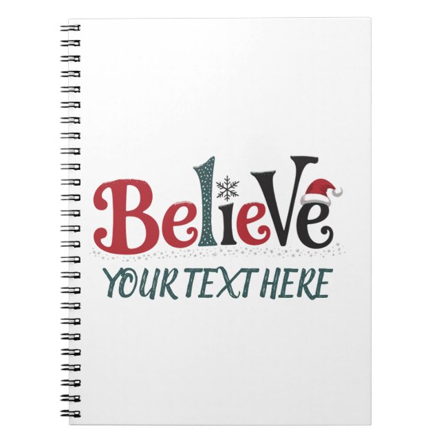 Believe Personalized Christmas Party Family  Notebook (Front)