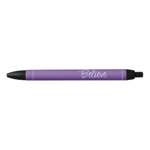 "Believe" Phrase Grape Purple Background Pen