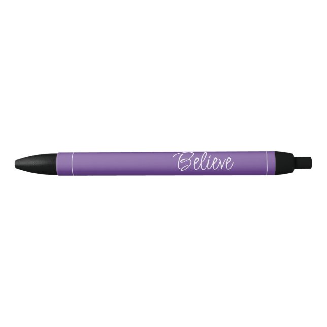 "Believe" Phrase Grape Purple Background Pen (Front)