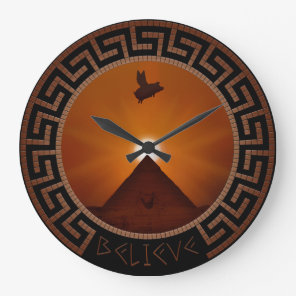 believe-pig appears to fly over sphinx and pyramid large clock