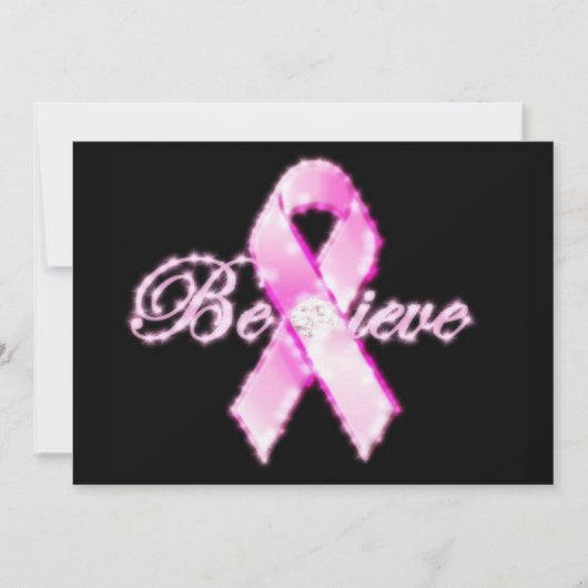 Believe Pink Ribbon Awareness Card (Front)