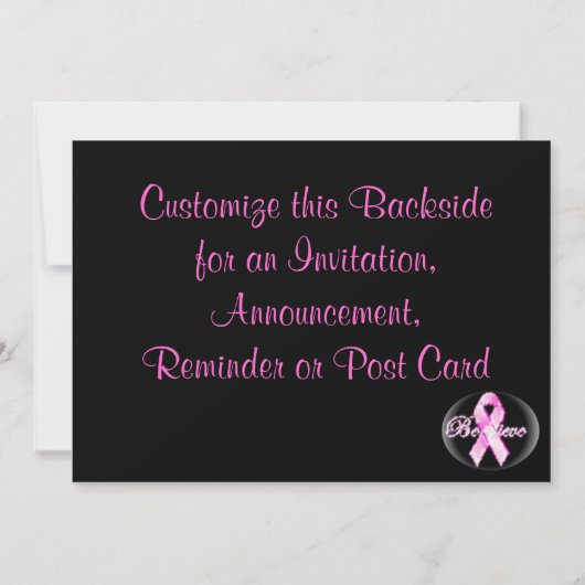 Believe Pink Ribbon Awareness Card (Back)