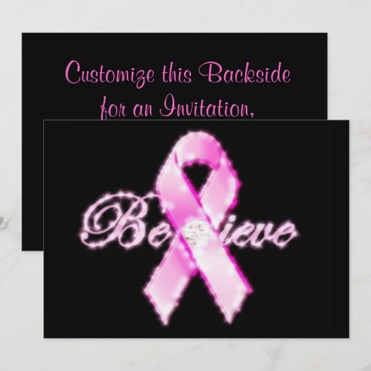 Believe Pink Ribbon Awareness Card (Front/Back)
