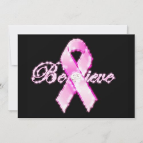 Believe Pink Ribbon Awareness Card