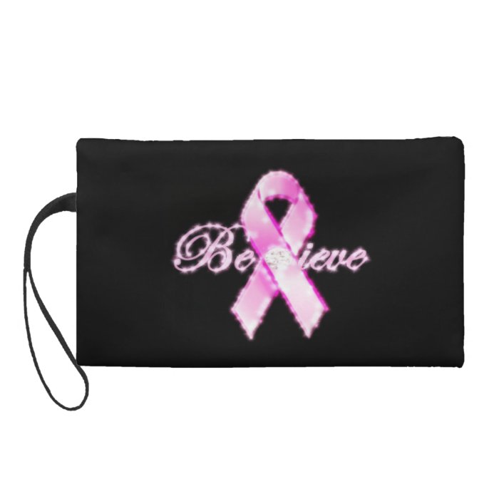 Believe Pink Ribbon Awareness Wristlet