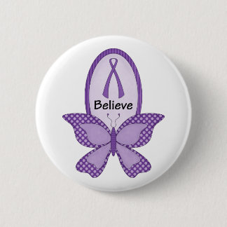 Believe- Purple Awareness Ribbon Pinback Button