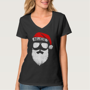Believe Quote On Santa Hat Mustache Family Reunion T-Shirt