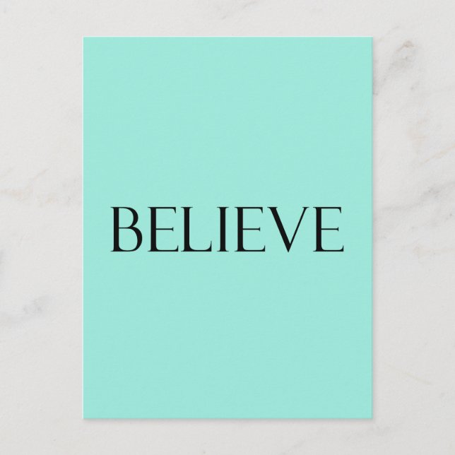 Believe Quotes Aqua Blue Inspiration Faith Quote Postcard (Front)