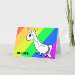 Believe! Rainbow Unicorn Notecard at Zazzle