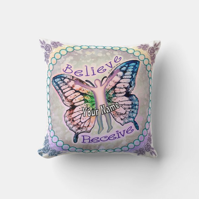 Believe Receive Throw Pillow (Front)