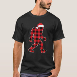 Believe Red Plaid Bigfoot Christmas Sasquatch Sant T-Shirt