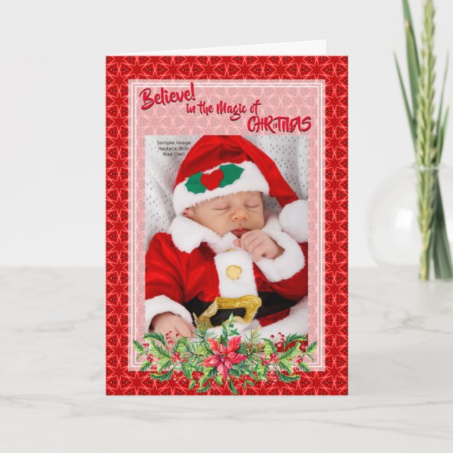 Believe! / Red Stars Christmas Photo Template (Front)