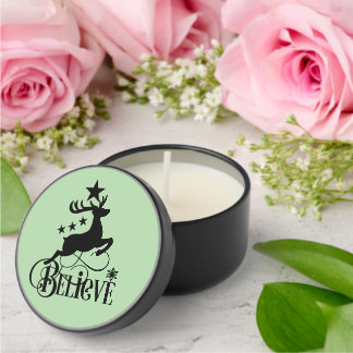 Believe reindeer Christmas Mini Candle Favors