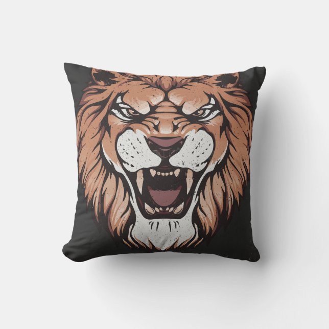 Believe Roaring Lion Motivational  Throw Pillow (Front)