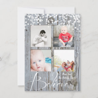 Believe Rustic Wood Sparkle Stars Christmas Holiday Card