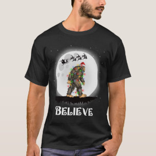 Believe Santa Bigfoot Christmas Sasquatch T-Shirt