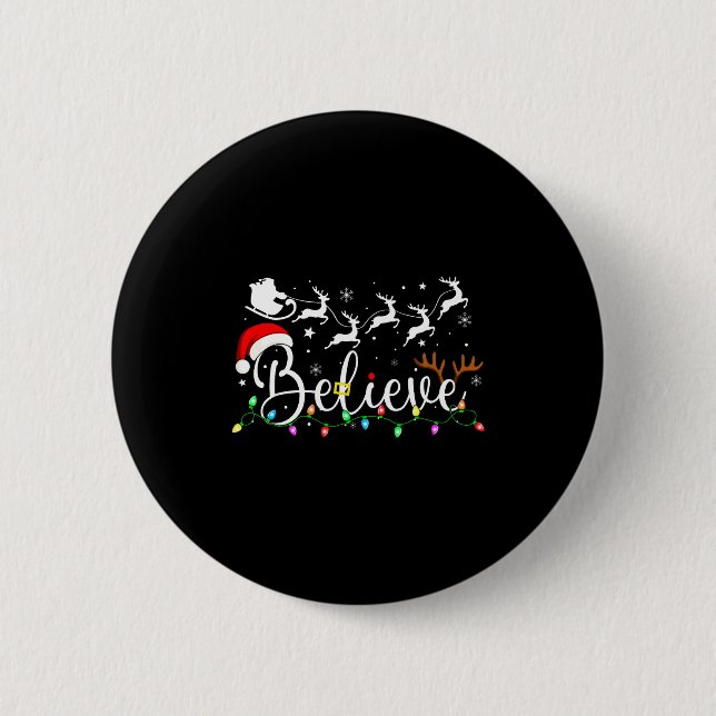 Believe Santa Claus Believe Christmas Matching Paj Button (Front)