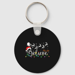 Believe Santa Claus Believe Christmas Matching Paj Keychain