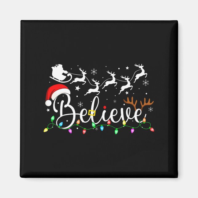 Believe Santa Claus Believe Christmas Matching Paj Magnet (Front)