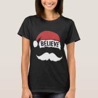 Believe Santa Hat Cap White Mustache Family Christ