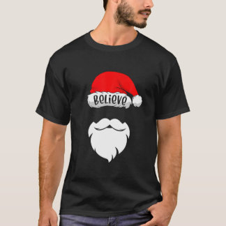 Believe Santa Hat Christmas Squad Family Group Mat T-Shirt