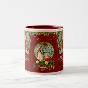 Believe Santa St Nicholas Father Christmas Vintage Two-Tone Coffee Mug