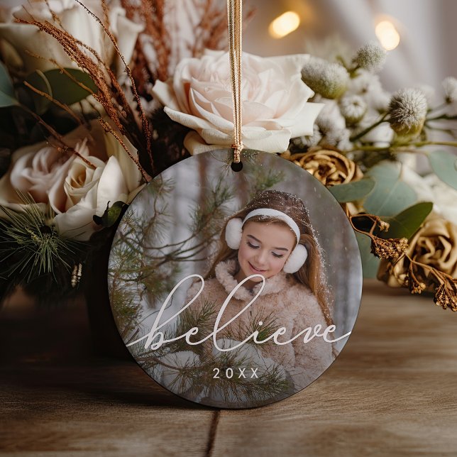 Believe Script | Photo Ceramic Ornament (Creator Uploaded)