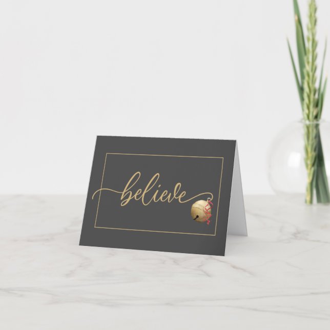 Believe Script with Jingle Bell Card (Front)