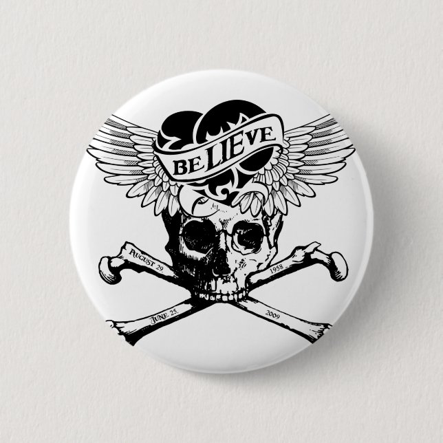 beLIEve Skull Pinback Button (Front)