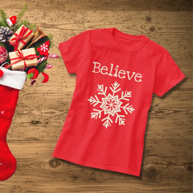Believe Snowflake Christmas T-Shirt (Creator Uploaded)