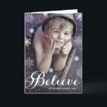 Believe Snowflakes | Folded Holiday Greeting Card<br><div class="desc">Other styles available in our shop! www.zazzle.com/fineanddandy ©Fine & Dandy Paperie Image courtesy of ©Pink Sky Photo www.pinkskyphoto.net</div>