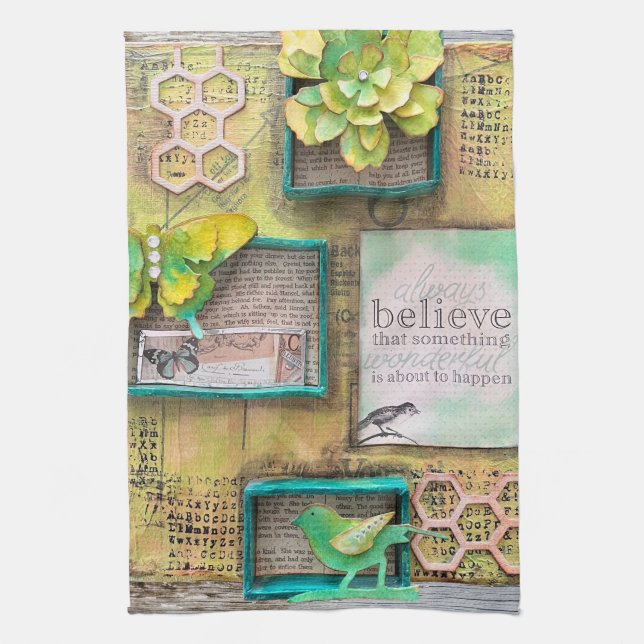 Believe Something Wonderful Will Happen Kitchen Towel (Vertical)