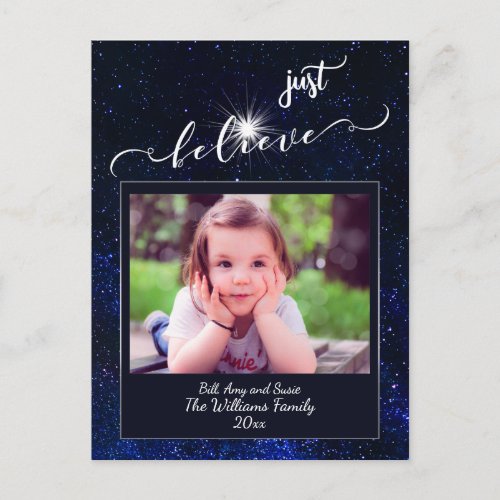 Believe Starry Night Sky Photo and Calligraphy Postcard