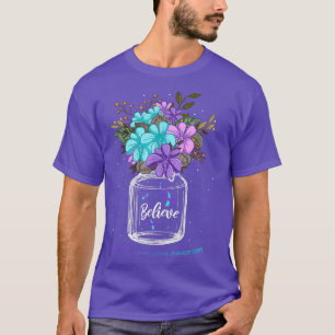 Believe Suicide Prevention Awareness Flower Ribbon T-Shirt