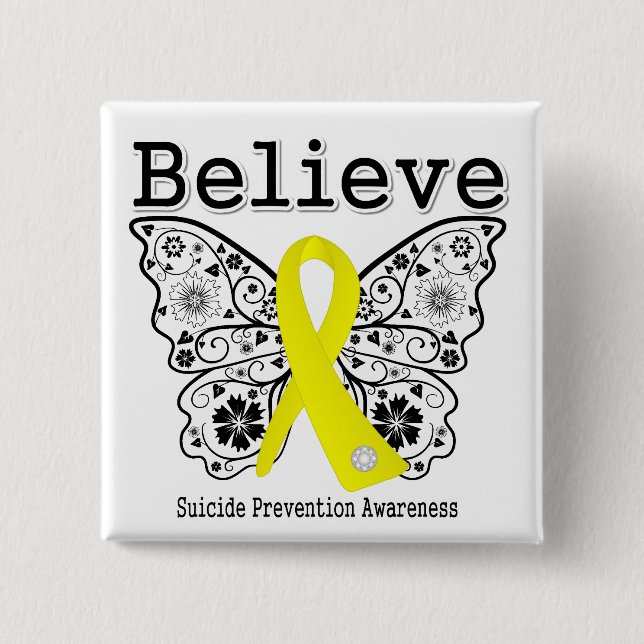 Believe Suicide Prevention Awareness Pinback Button (Front)