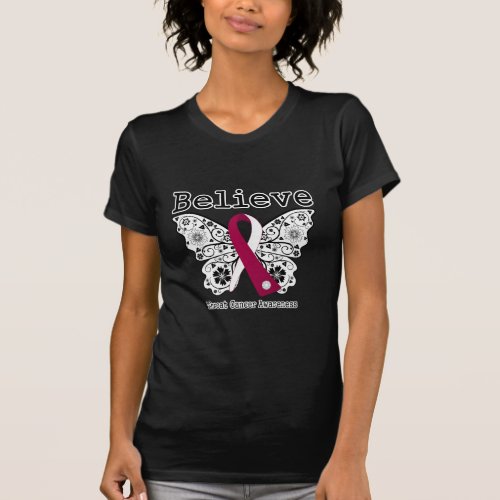 Believe _ Throat Cancer Butterfly T_Shirt