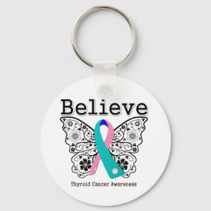Believe - Thyroid Cancer Butterfly Keychain